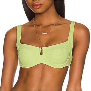 L Space Pointelle Rib Camellia Bikini Top in Mojito